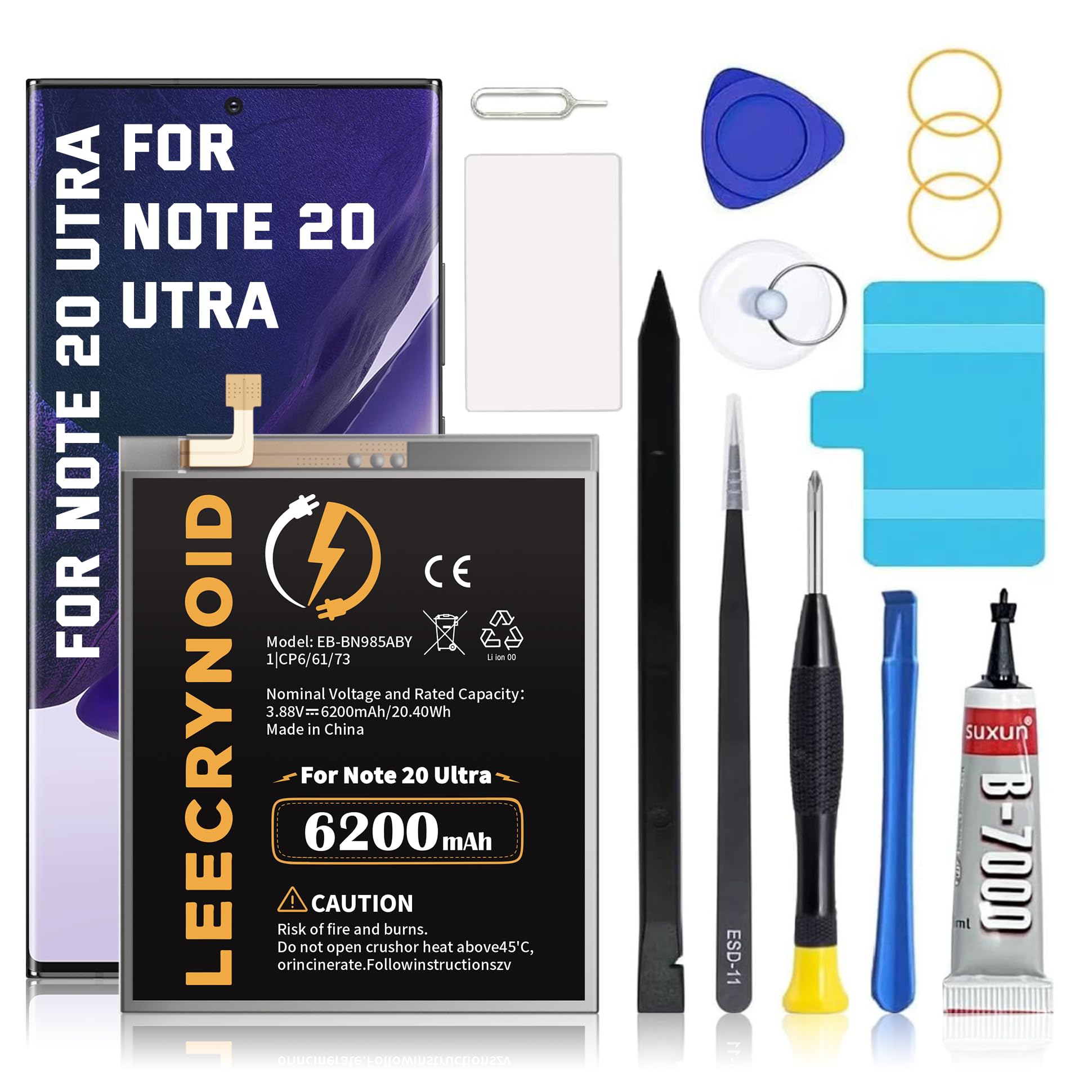 for Samsung Galaxy Note 20 Ultra Battery, 6200mAh (New Upgraded) Replacement Battery for Samsung Galaxy Note 20 Ultra 5G SM-N985 N986 N986U with Professional Repair Tool Kits