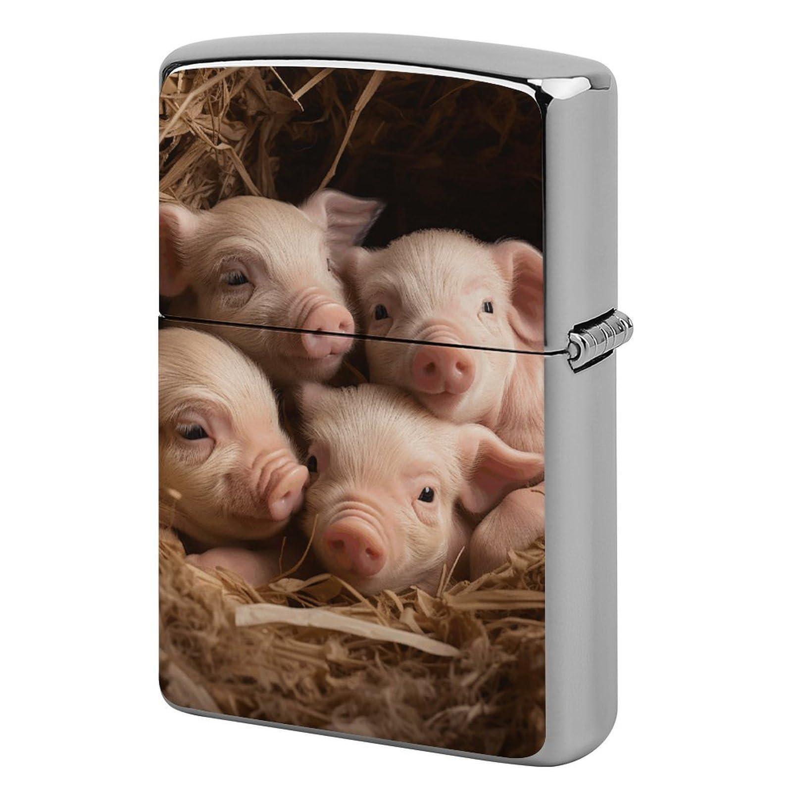 Four Little Pigs Lighter Case for Men, Personalized Lighter Cover for Valentine's Day Gifts, Flip-Top Lighters Shell for Outdoor, Portable Lighters Protective Sleeve