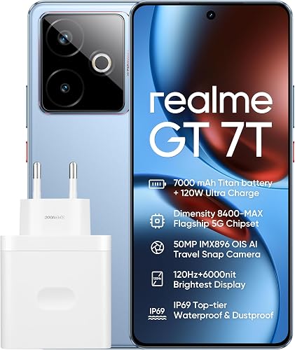 realme GT 7T Smartphone 12+256 GB, Processeur Dimensity 8…