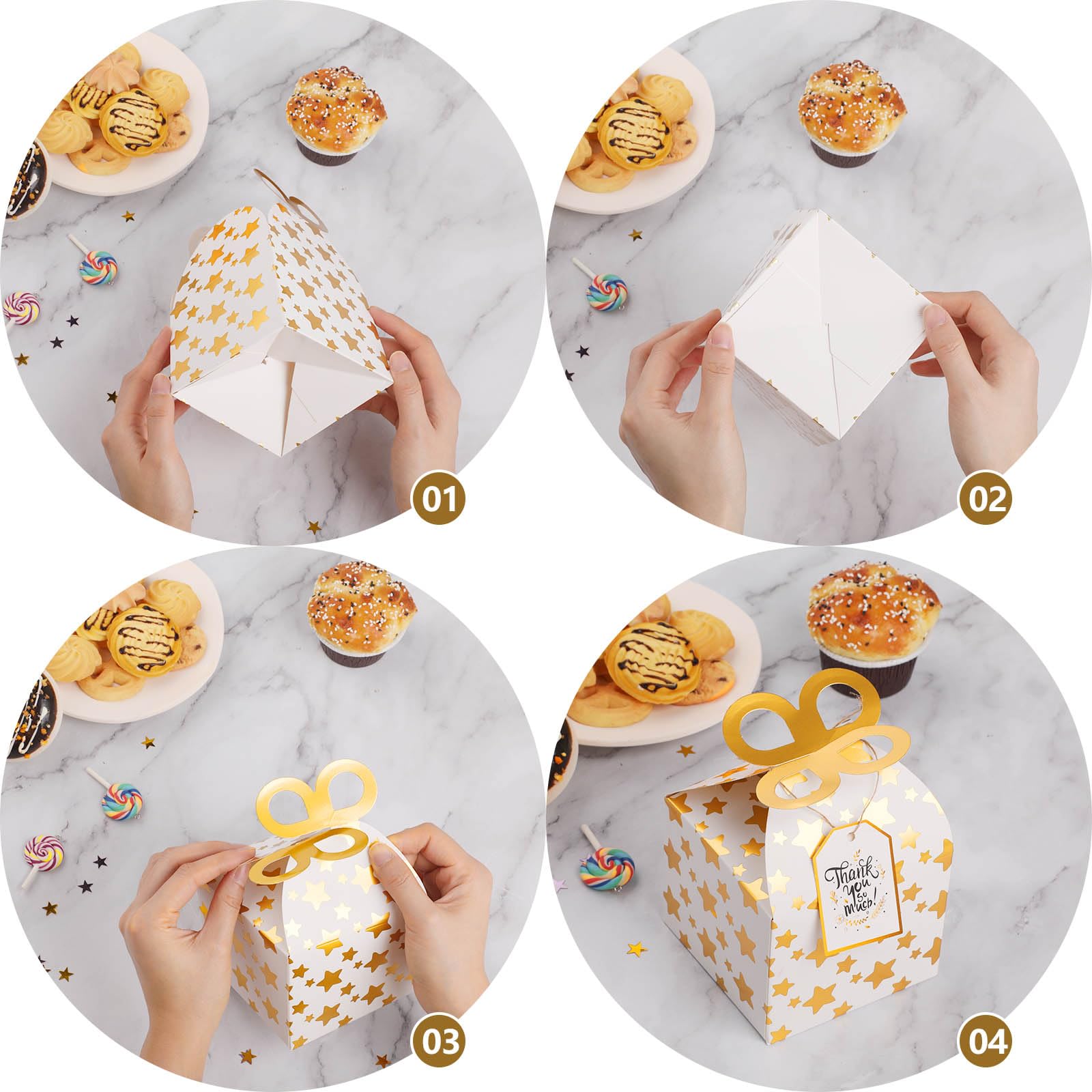 12 Pezzi Scatole Regalo Cartone con Nastro, Scatole Bomboniere per Matrimonio Scatola Regalo in Carta Kraft con Coperchio Scatole per Dolci per Feste Compleanno, Regali Festival (9×9×5cm