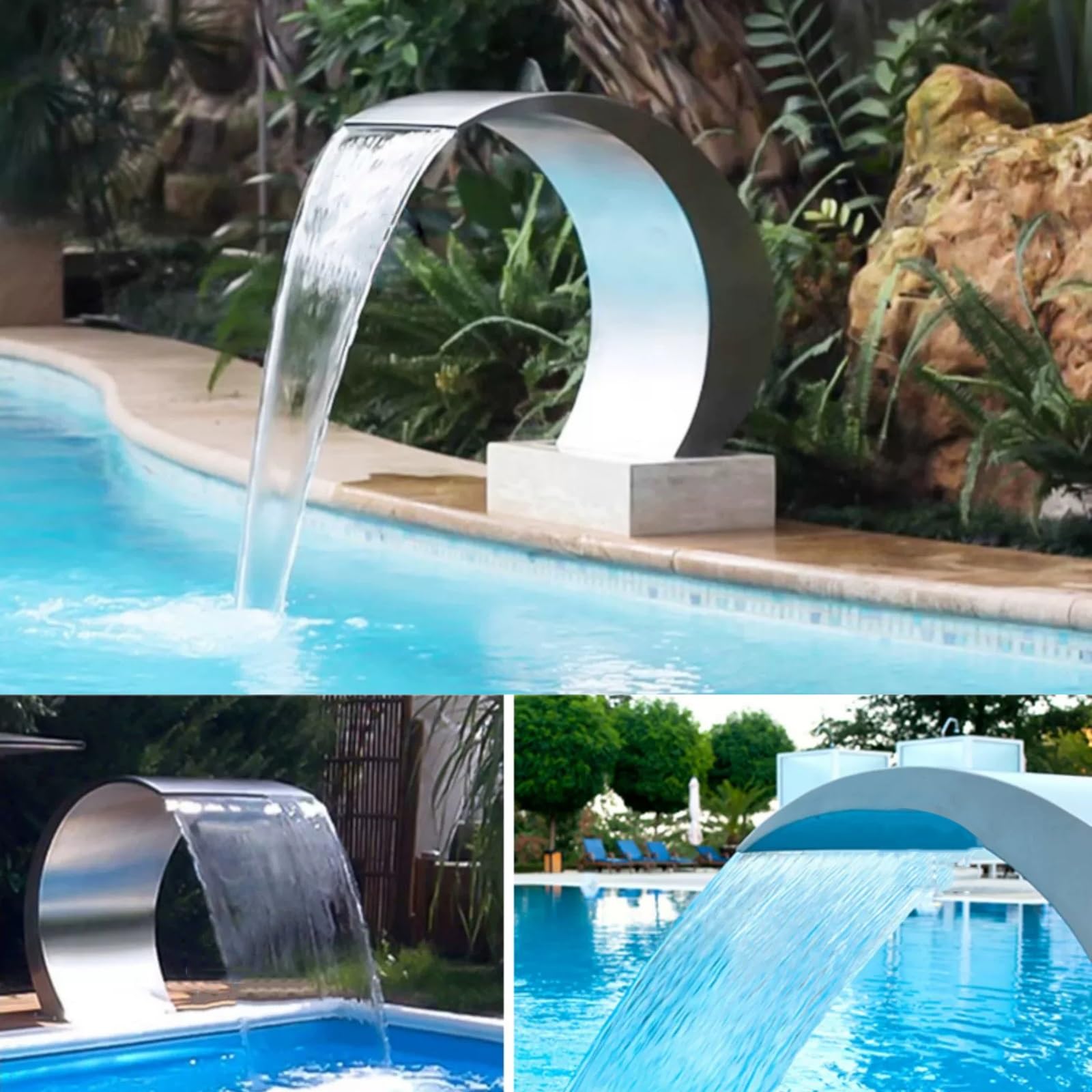 Wasserfall Edelstahl Pool Springbrunnen Bachlauf Ga Produktbild-Vorschau 7