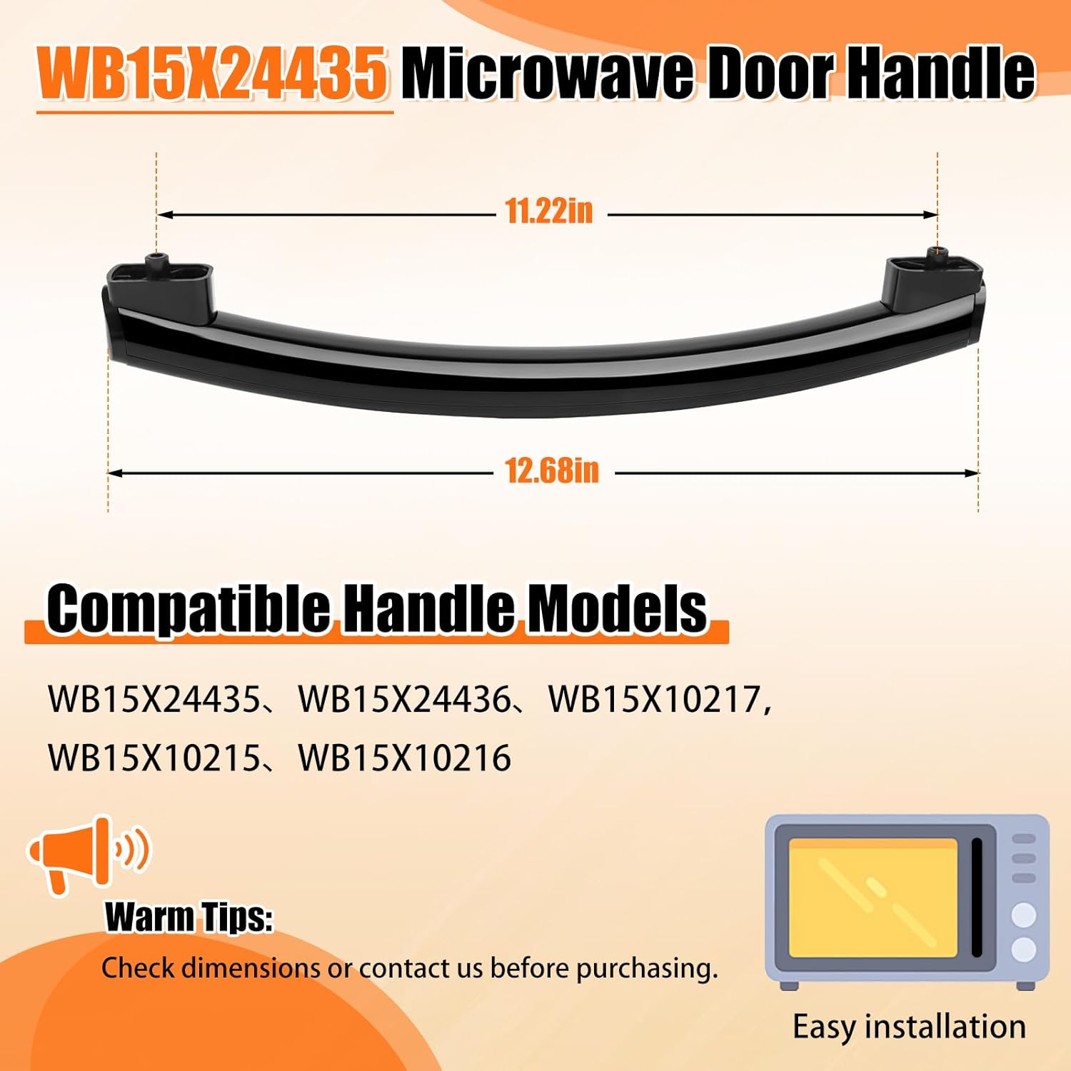 WB15X24435 Door Handle, for Ge Microwave Door, Replacement AP5957851, PS10065137, EAP10065137 - (Black) 2 Pack