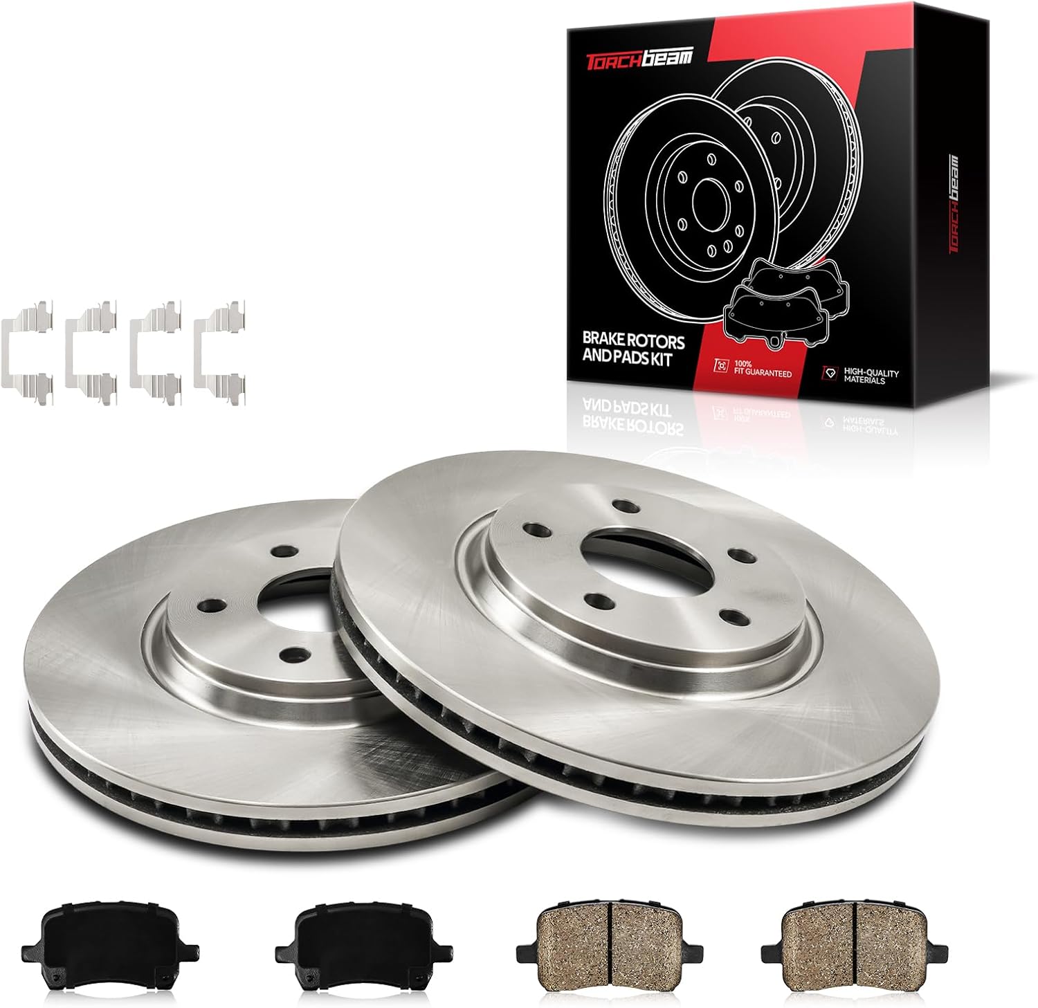 Torchbeam Front Brake kit|Brake Pads and Rotors Kit Compatible with 2004-2006 2008-2012 Malibu, 2008-2010 HHR, 2005-2010 G6, 2007 G5,Disc Brake Rotors + Ceramic Pads Kit,6pcs,55093 D1028