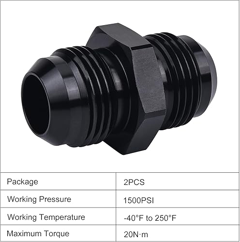 Miniatura 19 de EVIL ENERGY 6AN Macho a Macho Flare Acoplador Unión Recta Manguera de Combustible Adaptador Adaptador Negro 2PCS