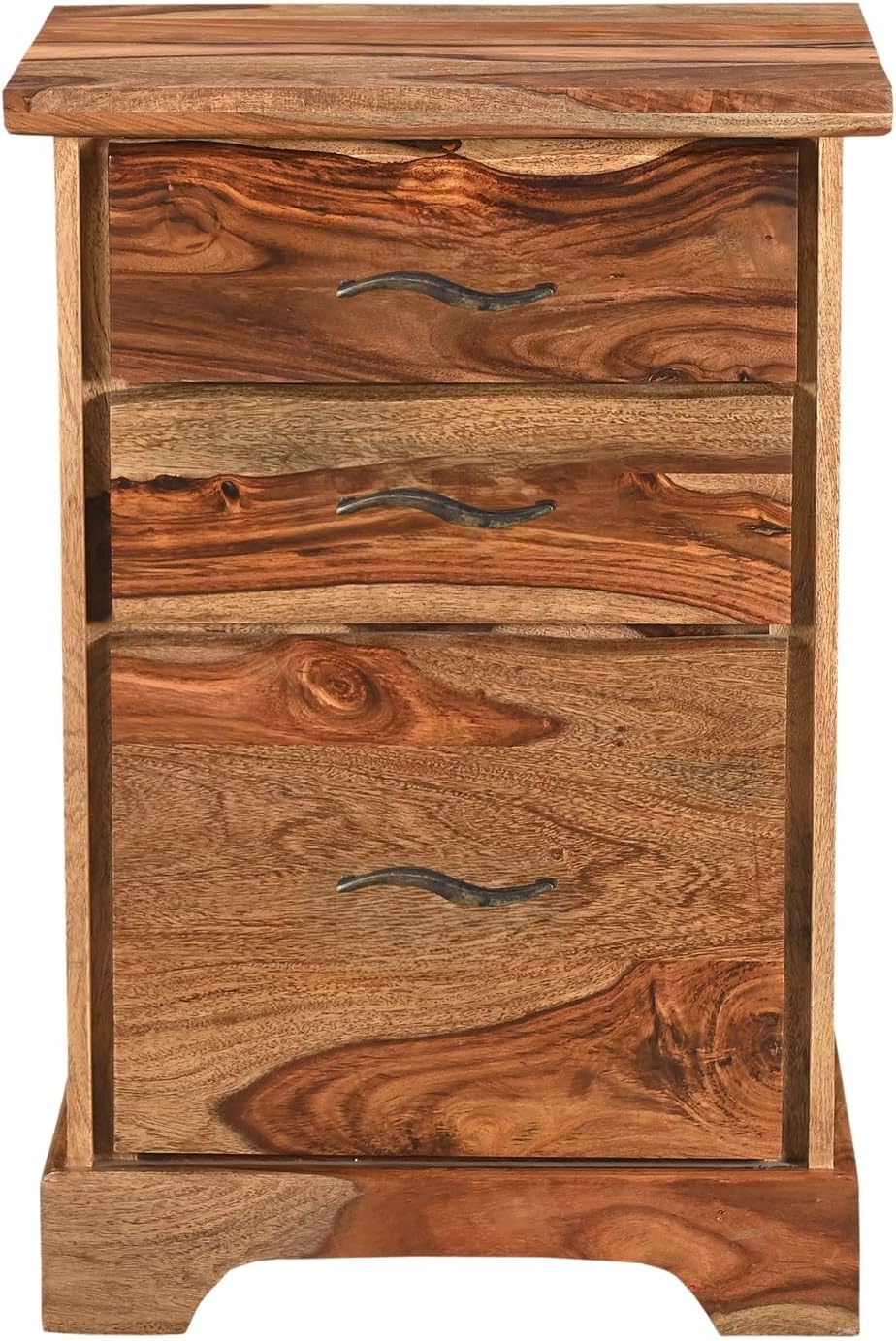 Darcy 3-Drawer Live Edge Solid Wood Filing Cabinet in Brown