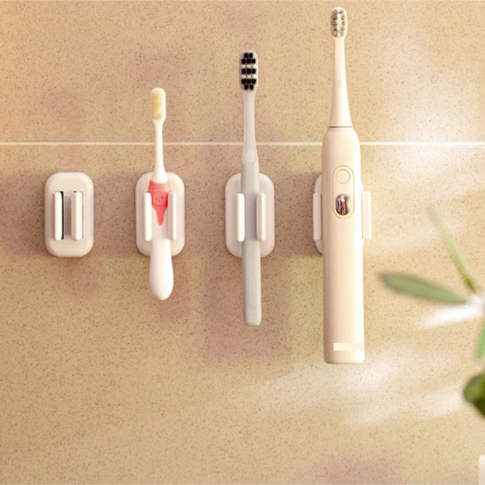 Modern Porta Cepillos De Dientes, Soporte For Cepillo De Dientes Montado En La Pared No Requiere Perforación Incluye Clip For Ahorra Espacio(2pcs)