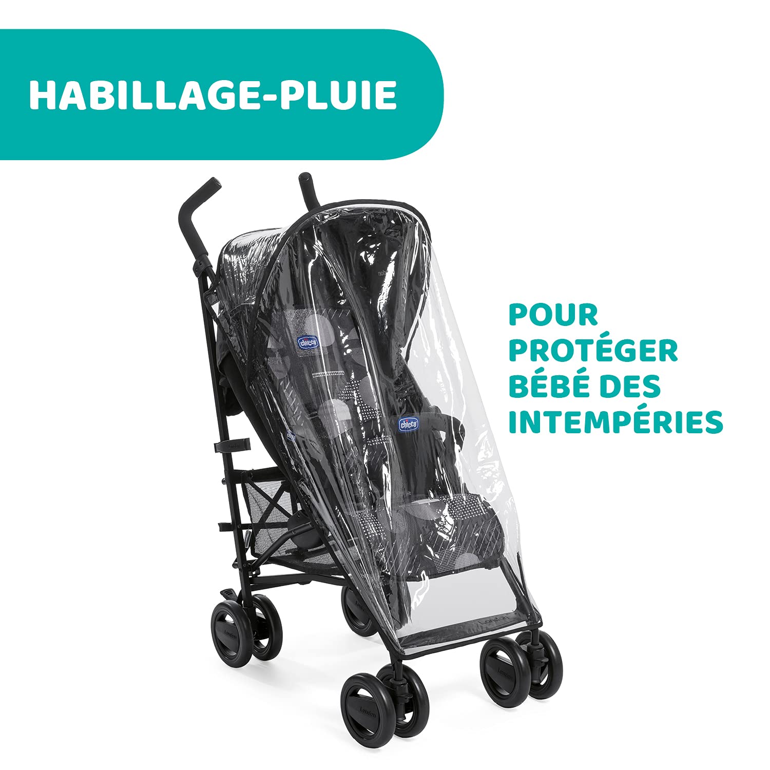 Chicco London Up Poussette Légère et Compacte, Dossier Inclinable avec Arceau de Protection, Pliage Parapluie - de la Naissance à 15 Kg - Matrix - 104 x 46.5 x 83 cm
