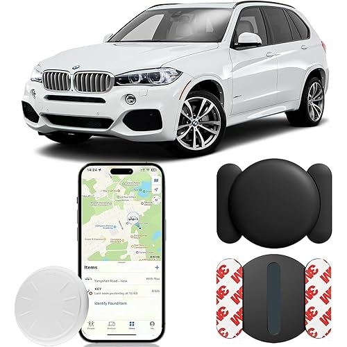 Car GPS Tracking Device for Vehicles,Cars etc,Real Time Vehicle Tracker with Magnetic Case,Work with Apple Find My(iOS Only),No Monthly Fee (Black,1PCS)