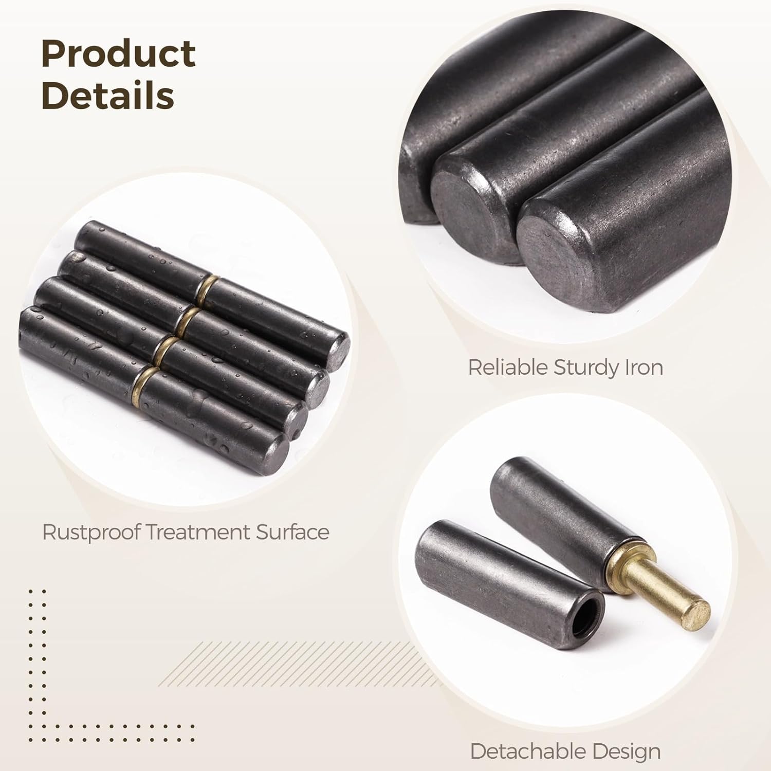 2-1/4 in Metal Weld On Hinges, 20 Pcs Heavy Duty Detachable Hinge, Weldable Barrel Hinges for Trailer Ramps, Trailer Gates, Windows, Swing Doors