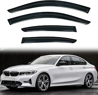 Window Rain Guards Compatible with 2012-2019 BMW 3-Series F30 Sedan | 4Pcs Tape-On Window Visors Fits 12-19 4-Door M3 318 320 325 328 330 335 340 i d xdrive e,Vent & Side Deflectors