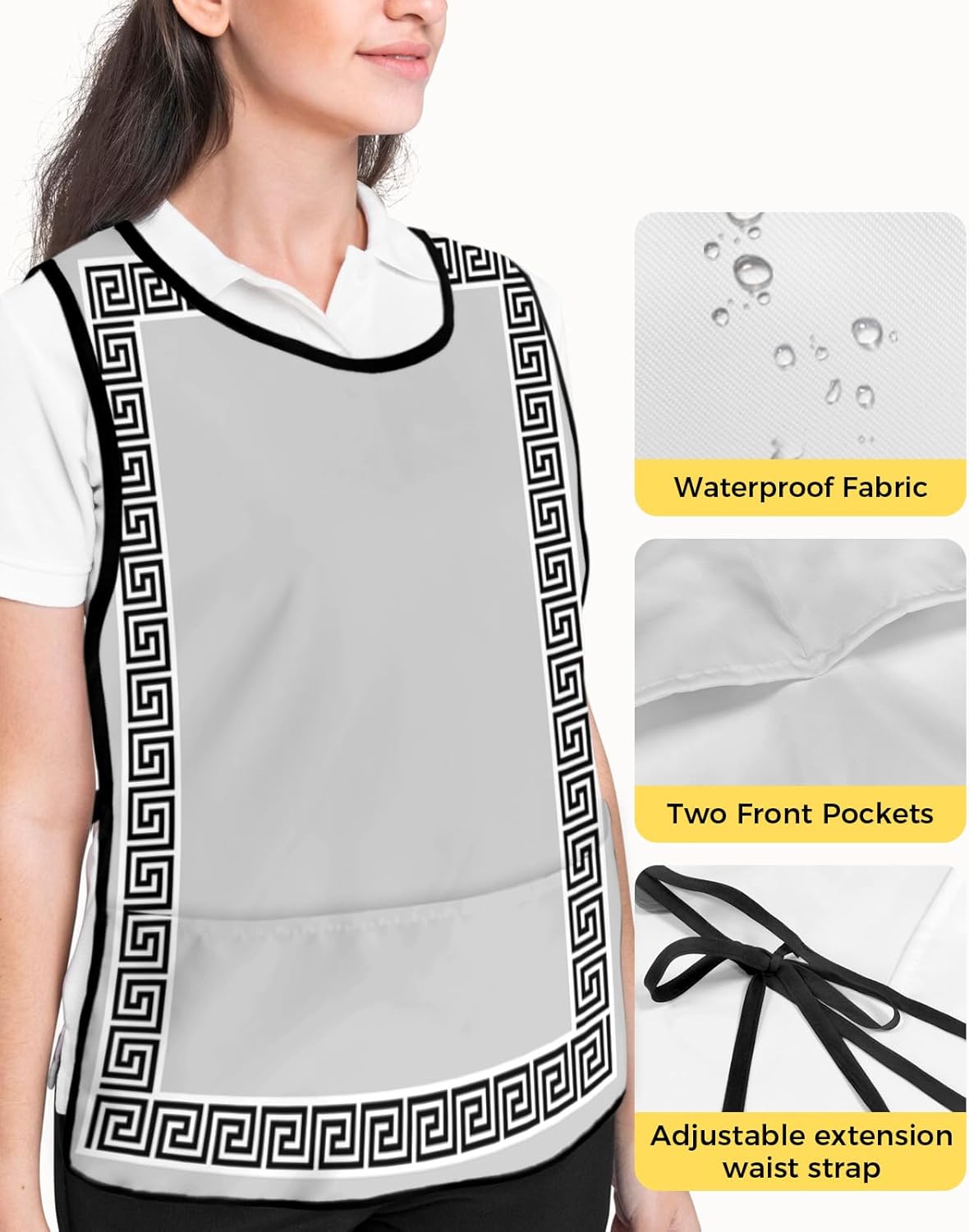 Chef Gnomes Cobbler Aprons with 2 Pockets for Women Men, Black White Buffalo Plaid Cooking