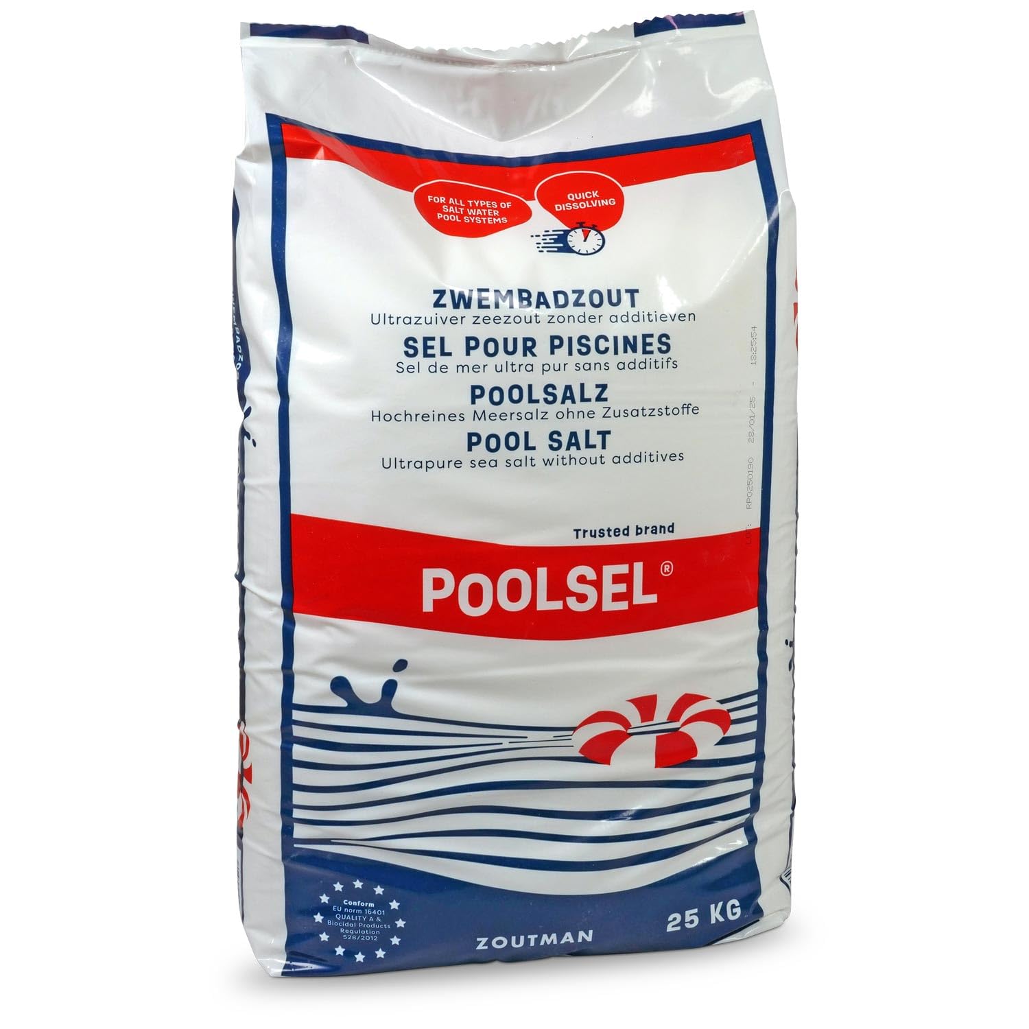 POOLSEL® Salz zur Salzelektrolyse - Hochwertiges hochreines Salz für eine perfekte Wasserqualität in Schwimmbädern - Salzwasser Chlorherstellung durch Elektrolyse mit Meersalz (25 Kg)