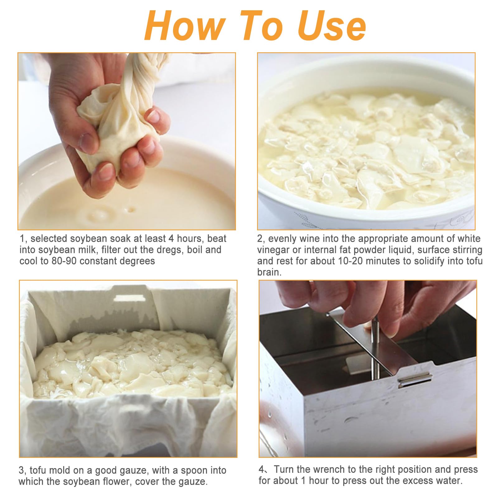 Prasa do tofu, prasa do tofu ze stali nierdzewnej, zestaw do robienia tofu z tacą ociekową i gazą, forma do prasowania tofu dla miłośników narzędzi kuchennych (16 x 12 x 9 cm)