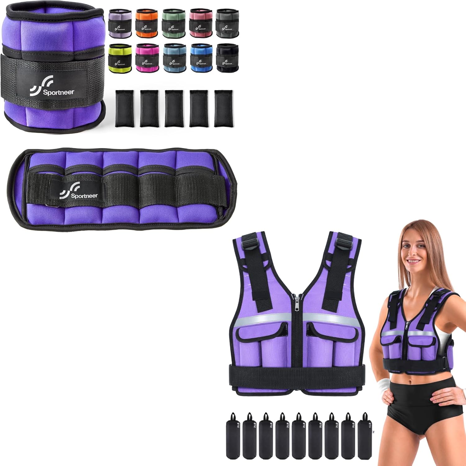 Adjustable Ankle Weights and Weighted Vest 18lbs