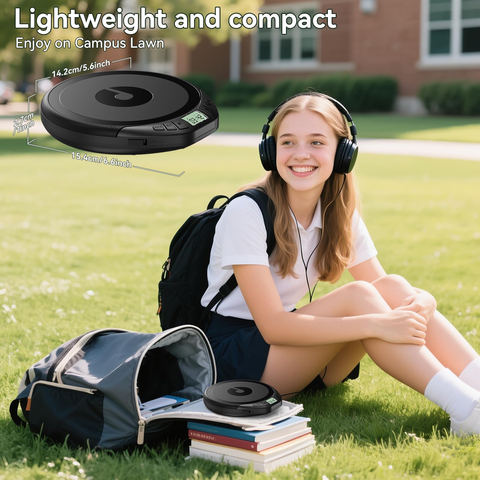 CD Player Tragbar: KOVCDVI Tragbarer CD-Player mit LCD-Display, Unterstützt CD-R/CD-RW/MP3-Wiedergabe, Kopfhöreranschluss, BBS/POP/Rock/Jazz/CLAS Soundmodi Schwarz