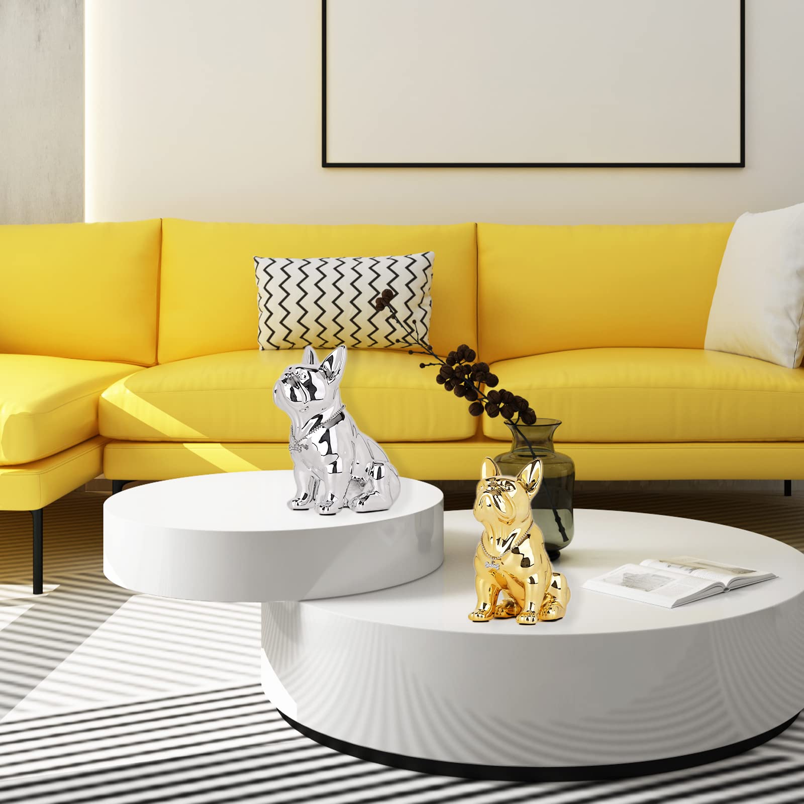 北欧フレンチブルドッグの像家の装飾アクセサリークラフト フレンチ ブルドッグの像 ブルドッグの置物と彫像家の装飾の飾り : STK