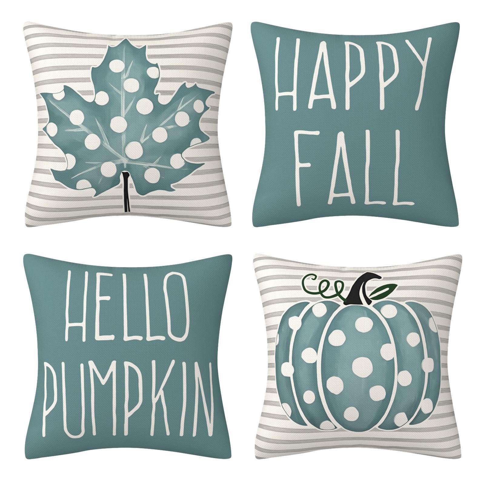 Housses de coussin d'automne (lot de 4, 45x45 cm) en lin pour décoration de canapé