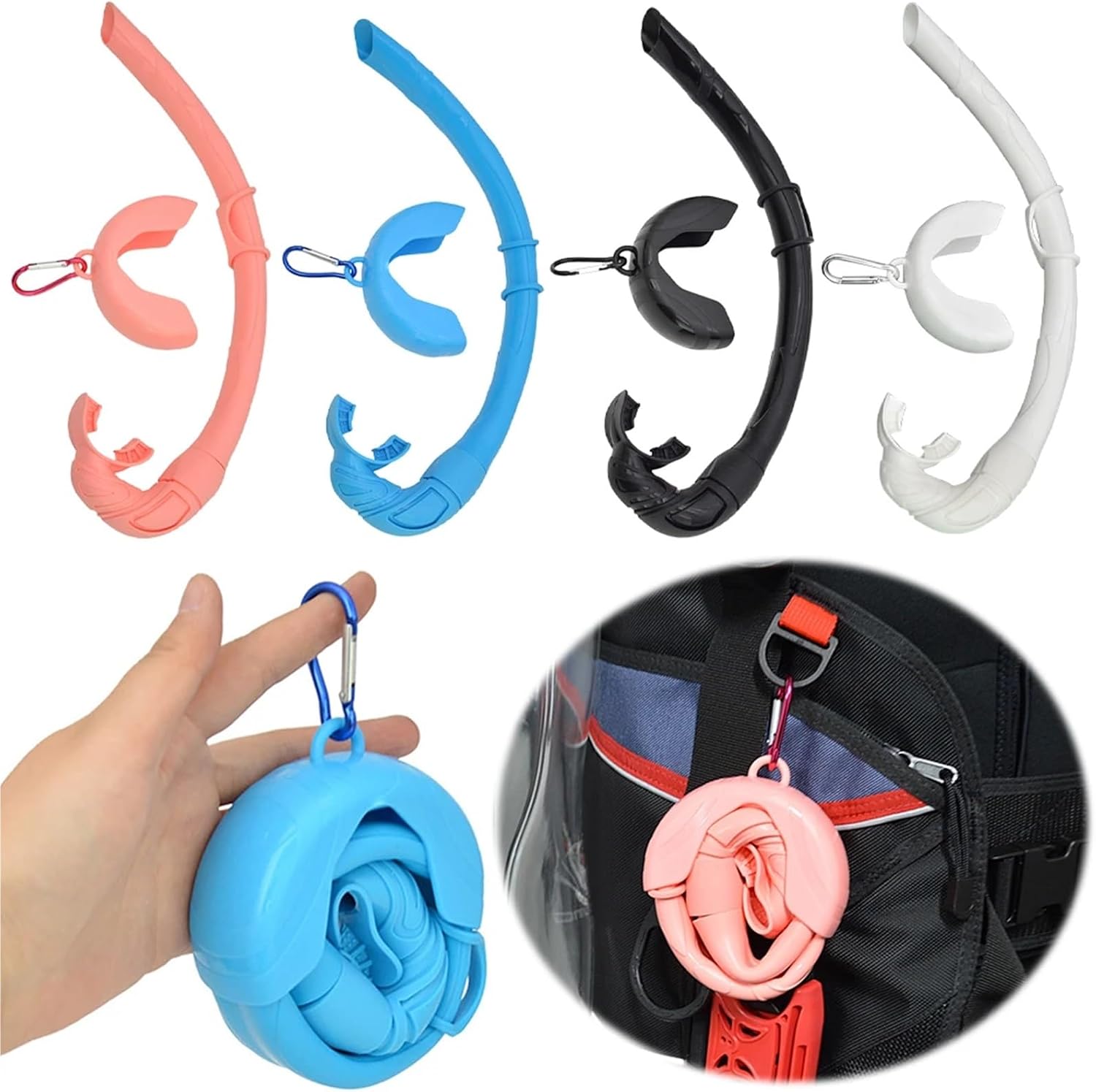 Diving Snorkel Diving Snorkel Silicone Tube Roll Up with Storage Case Foldable for Snorkeling Freediving