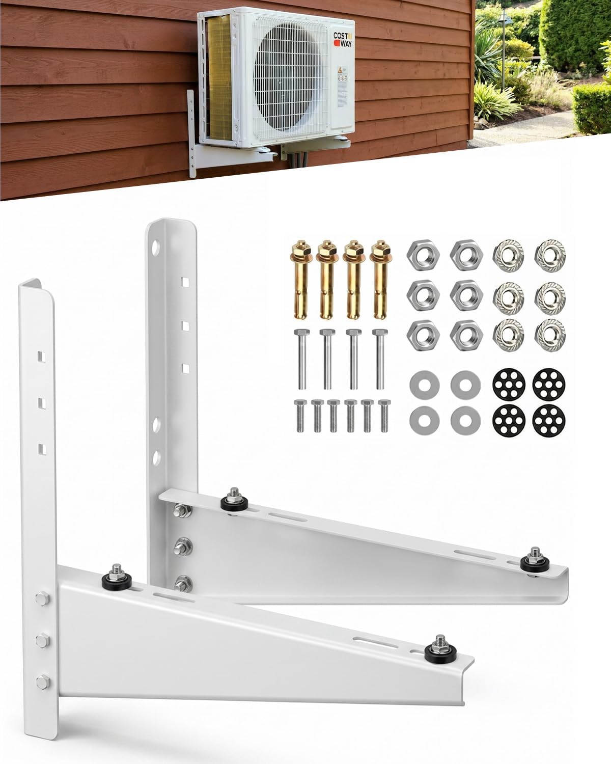 Mini Split Wall Mounting Bracket with Leveler, Heavy Duty Mini Split Brackets for Outside 9000 to 18000 BTU, Max 330 Lb Capacity Fits Wood Walls Brick Walls