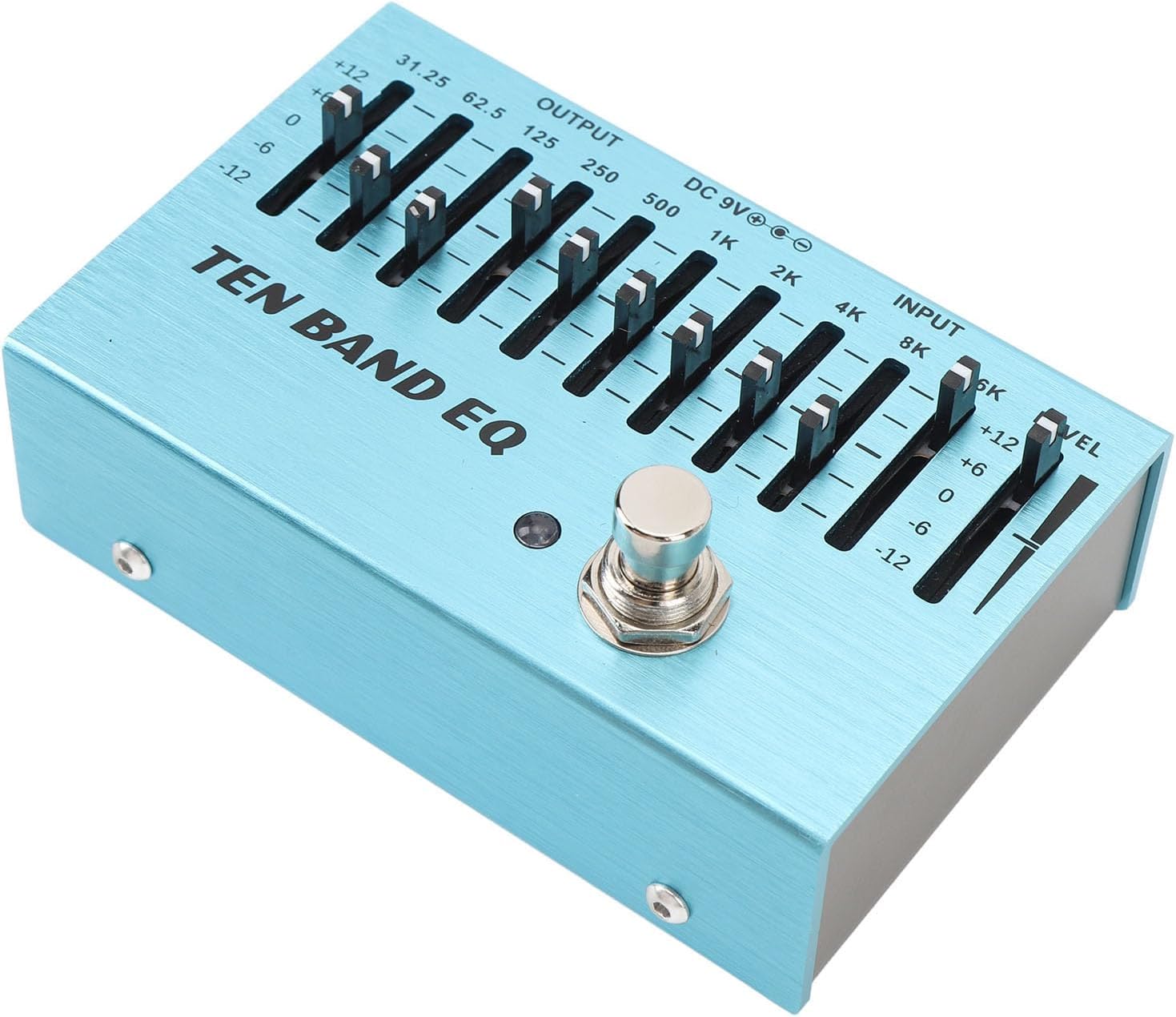 Dioche Band Equalizer 10 — 10-полосный педальный эквалайзер от компании [Brand Name] — высококачественный алюминиевый мини-эффект-эквалайзер для бас-гитары и электрогитары, True Bypass, 31,25 Гц–16 кГц, 9 В постоянного тока — идеально подходит для