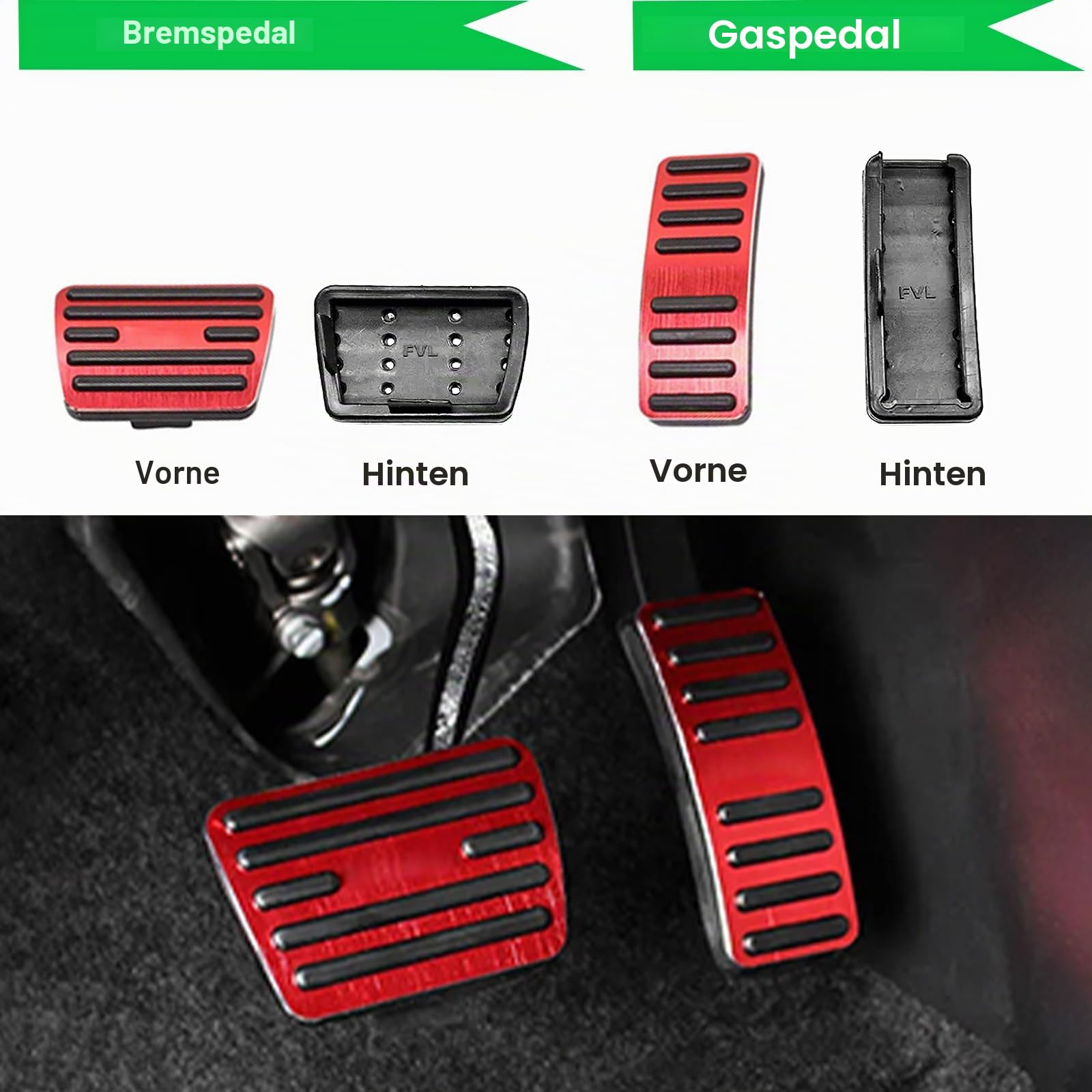 GAFAT Für MG ZS/MG HS/MG 5/MG Marvel R 2020-2024 Gaspedal Bremspedal Fußstütze Fußrasten MG Pedale, MG Zubehör [Automatikgetriebe] (Rot)