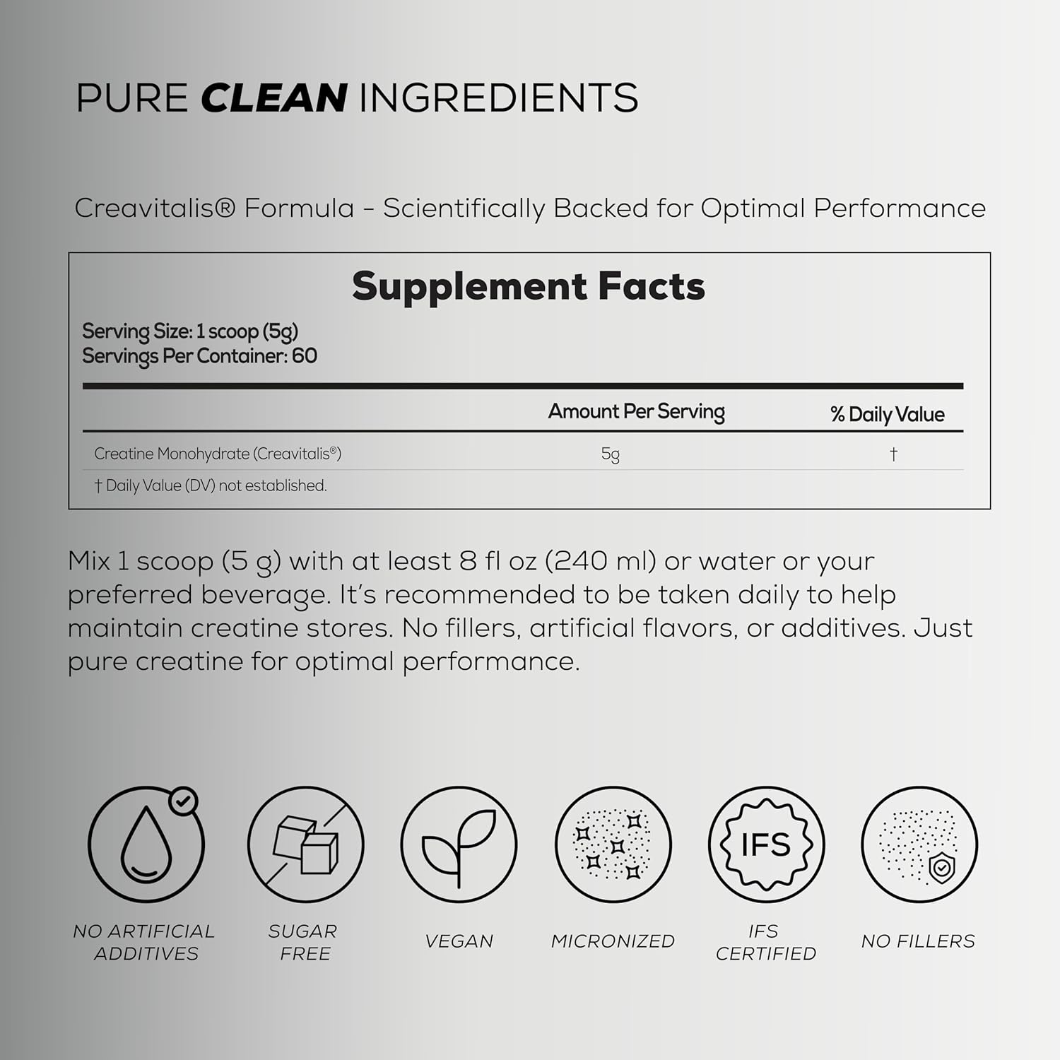 PURE TRIBE PureCreatine – Micronized Creatine Monohydrate Powered by Creavitalis – Unflavored Creatine Monohydrate Powder for Energy & Recovery – No Bloating, Easy Digestion – 5g per Scoop, 300g