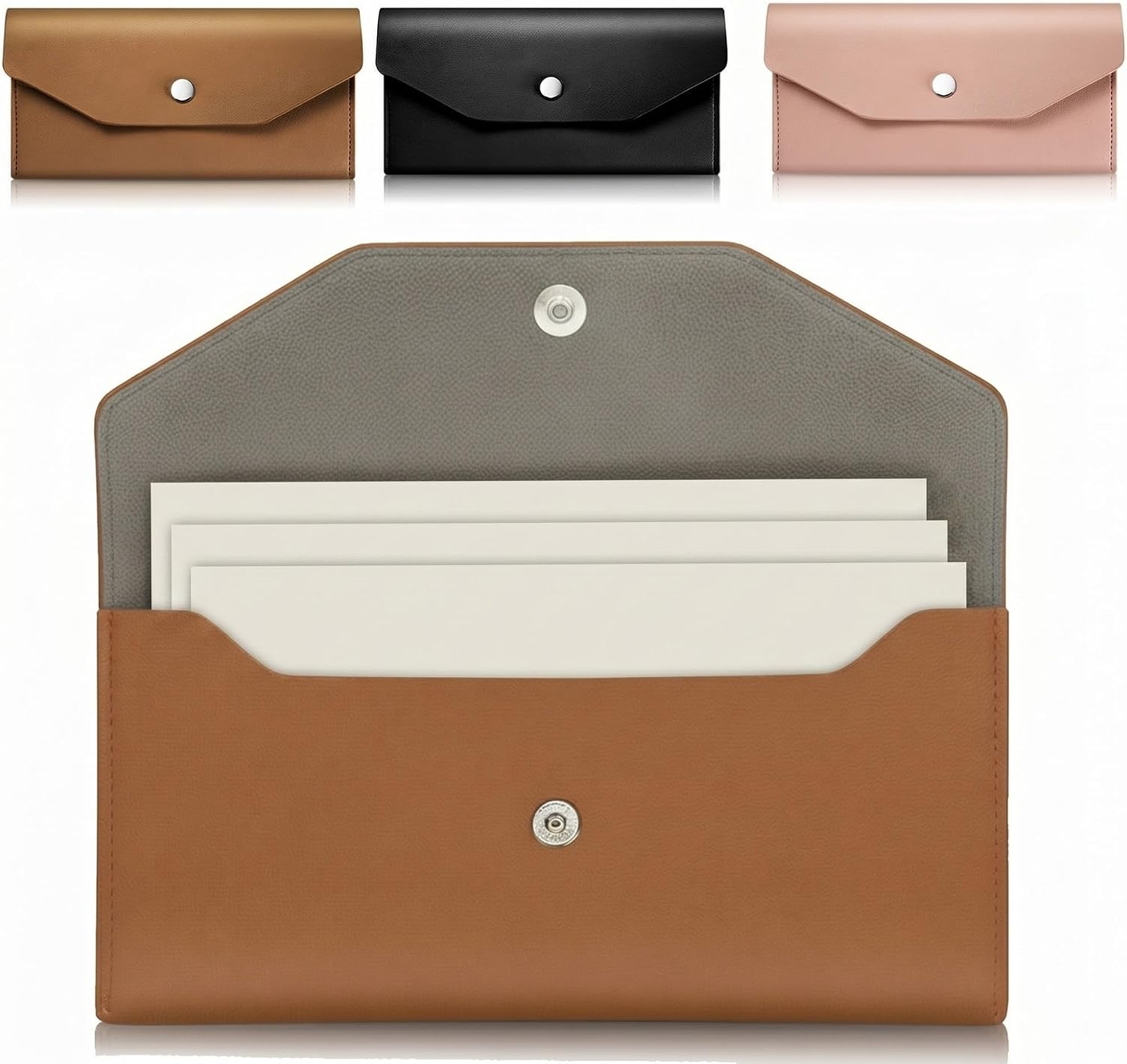 Frienda 3 Pcs Leather Cash Envelopes Wallet Budget Envelope