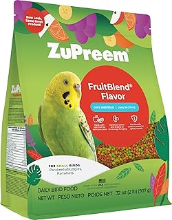 ZuPreem FruitBlend - Pellets para pájaros, alimento diario para pájaros para periquitos, periquitos, loros, palomas, nutrición básica para aves pequeñas, fabricado en Estados Unidos, comida para