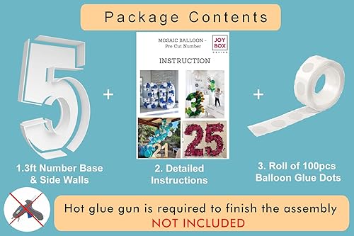 Miniatura 9 de Marco de globo de mosaico de 3pies con número 4, kit precortado con números iluminados, tablero de espuma gruesa, decoración para cumpleaños