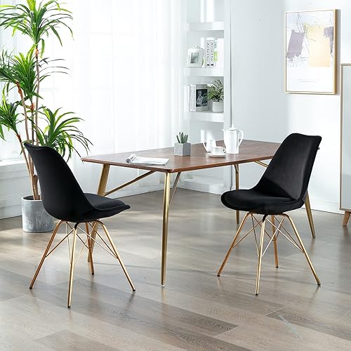 Miniatura 7 de Duhome Juego de 2 sillas de comedor de altura de comedor moderna silla de terciopelo con patas doradas, base de metal para cocina, comedor,