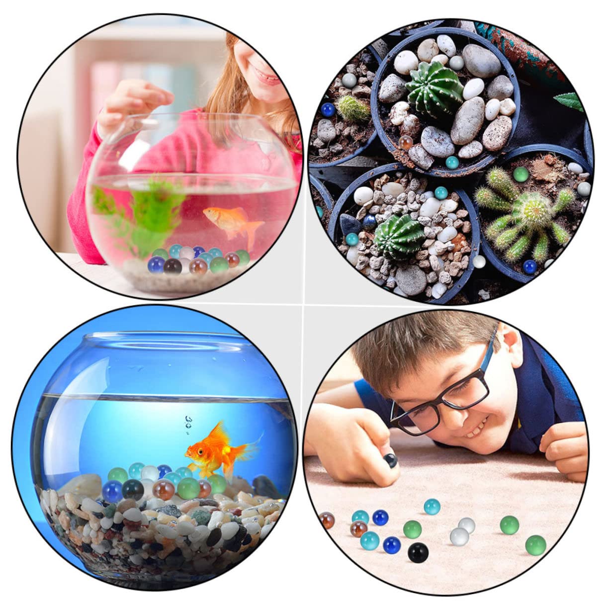 CORHAD 30pcs Glass Marbles for Fish Tank Greenery Balls Decorative Spheres Plant Glass Marbles for Aquarium Decor