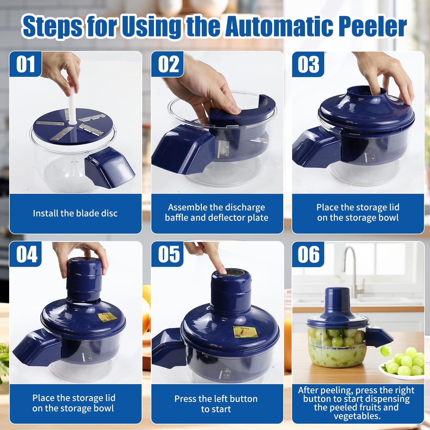 Automatic Grape Peeler Machine with Peeling Knife, Abnaok Electric Garlic & Cherry Tomato Peeler Skin Remover Tool for Small Fruits, Effortless Peeling for Home Kitchen