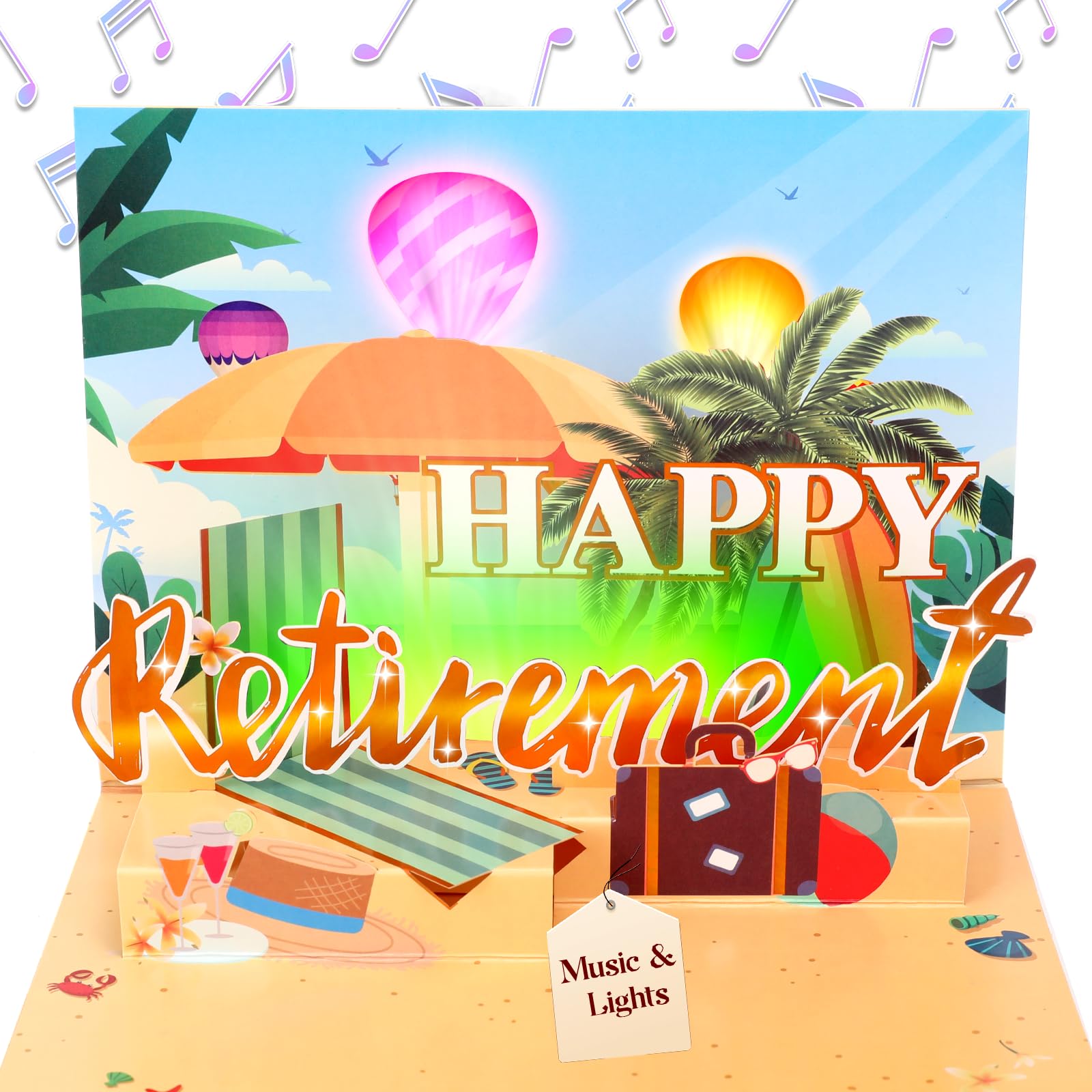 Ecloverlife 3D Pop Up Retirement Card with Music & Lights | Happy Retirement Card, Warm and Humorous Retirement Wishes for Men, Women, Teachers, and