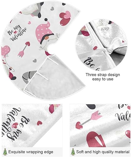 Miniatura 2 de Kigai Falda de árbol de Navidad de gnomos del día de San Valentín, 36 pulgadas, tapete grande para árbol de Navidad, adornos de Navidad para