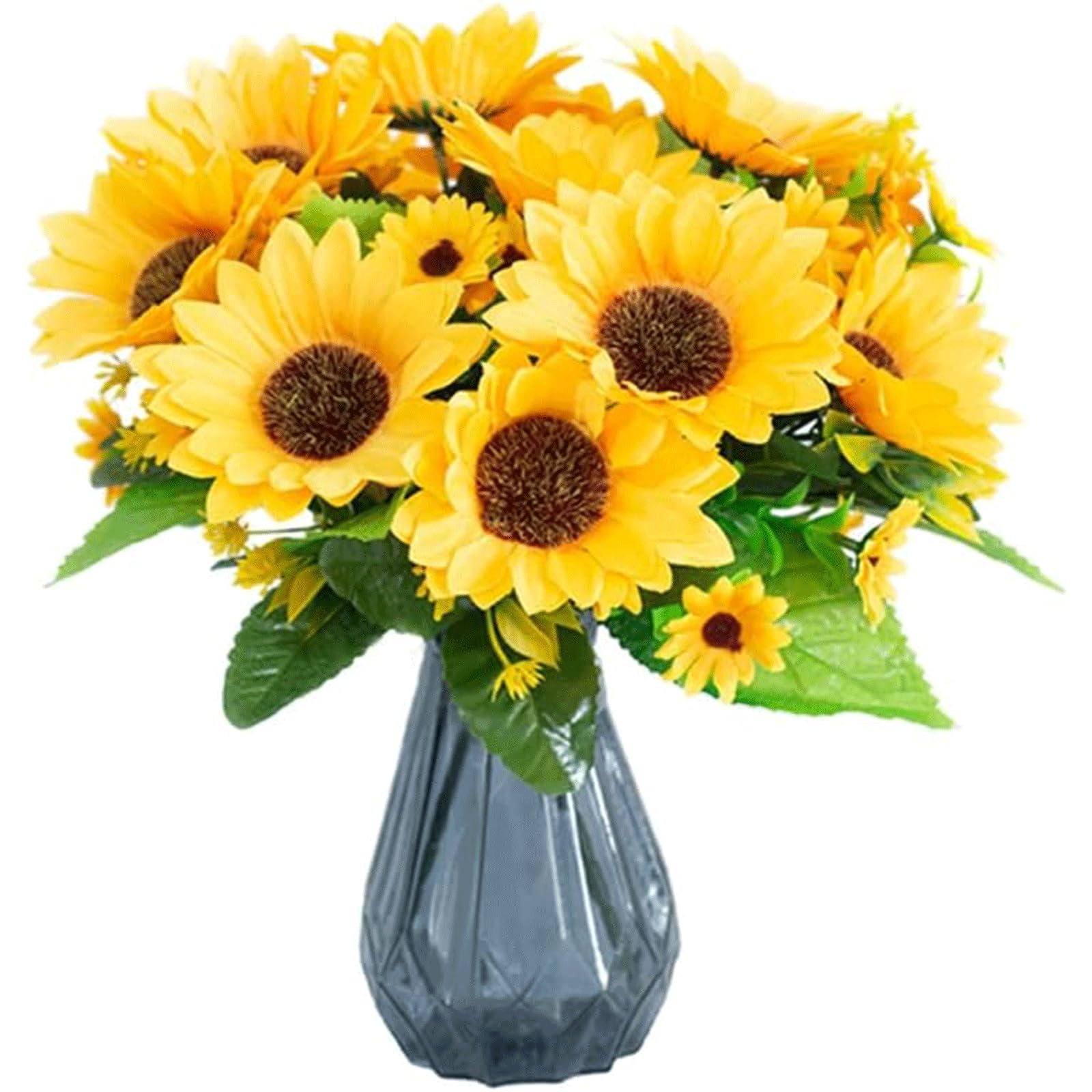 XDLEDMKIZ Flowers Artificial Sunflowe Faux Artificial Flowers Bouquet Realistic Fake Floral Potted Plant Flower Arrangement