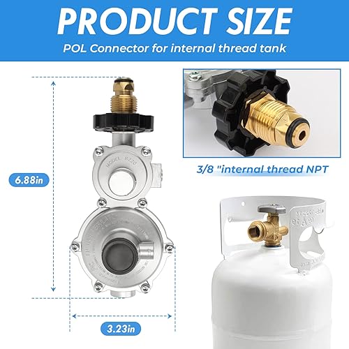 Miniatura 9 de F273684 Manguera de tanque de propano de 12 pies con regulador de dos etapas compatible con calentadores Mr Heater Big Buddy, RV, parrilla, estufa