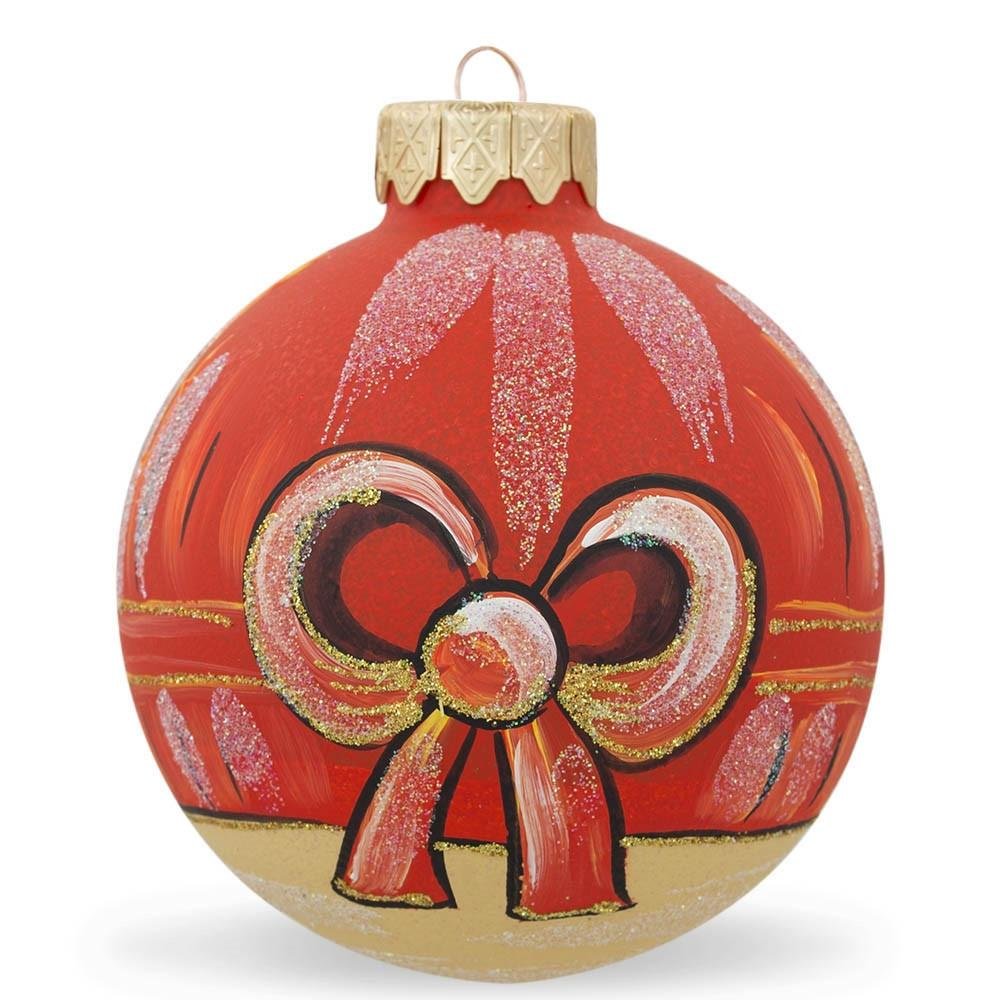 Mono y Bebé Conmovedor junto al Árbol de Navidad - Bola de Vidrio Soplado Artesanal para Adorno de Navidad de 4 Pulgadas