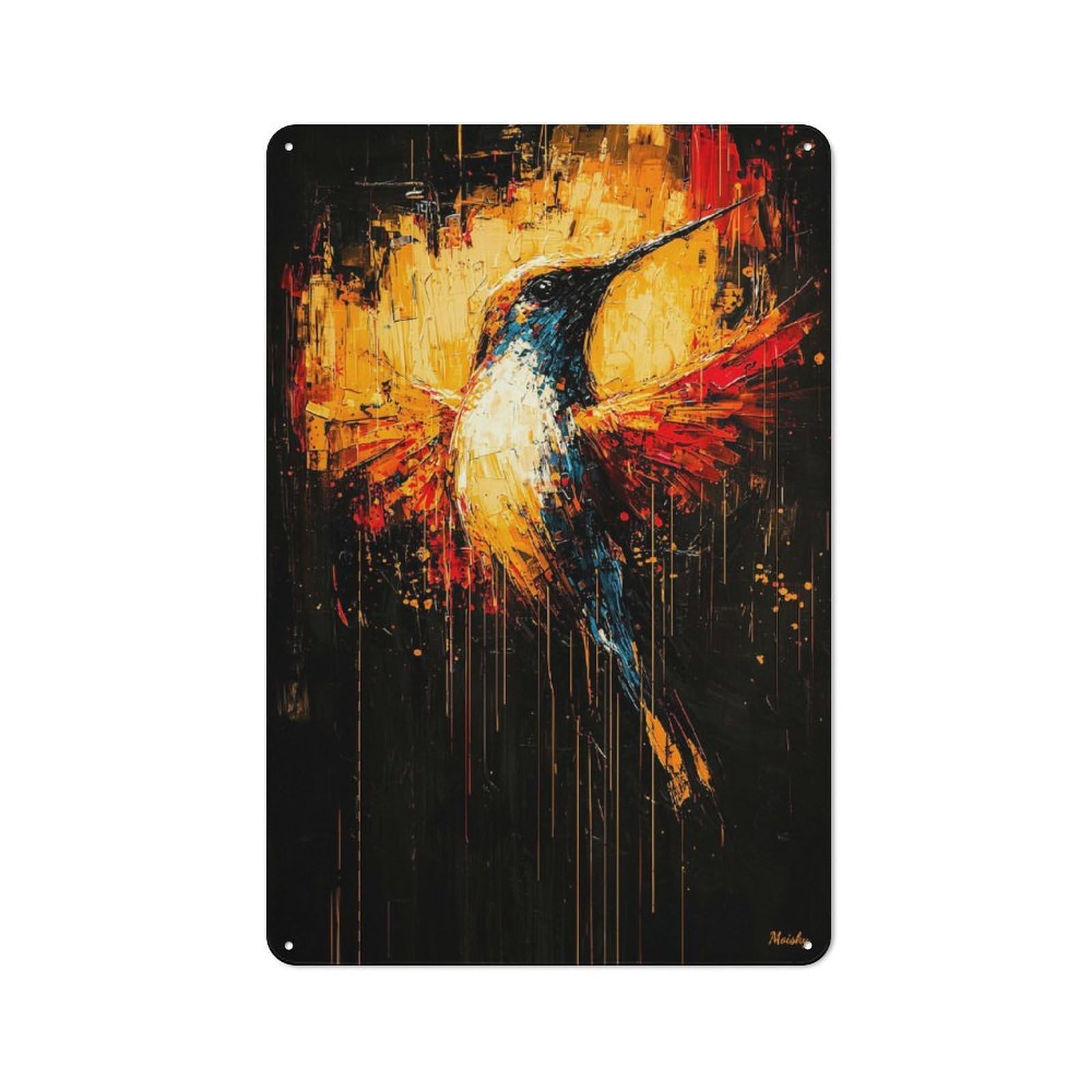 Junmoney Radiant Flight Contemporary Expressionist Hum Vintage Mingbird Vintage Metal Sign 30X20cm, Pub Wall Decor For Cafe, Pub, Workshop Or Home Bar