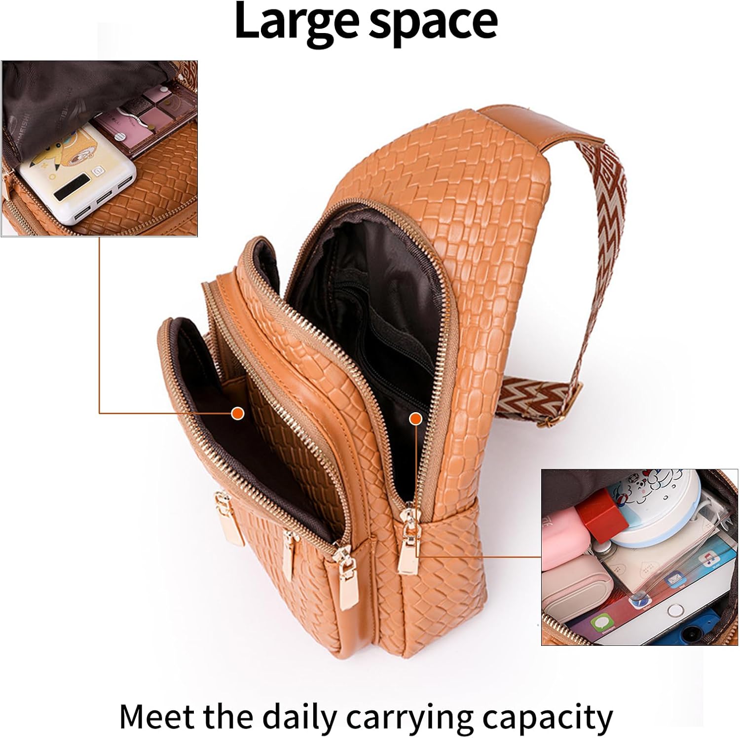 SENDEFN Small Sling Bag Crossbody Bags for Women Vegan Leather Cell Phone Cross Body Purse Fanny Packs Chest Bag for Women - Image 3