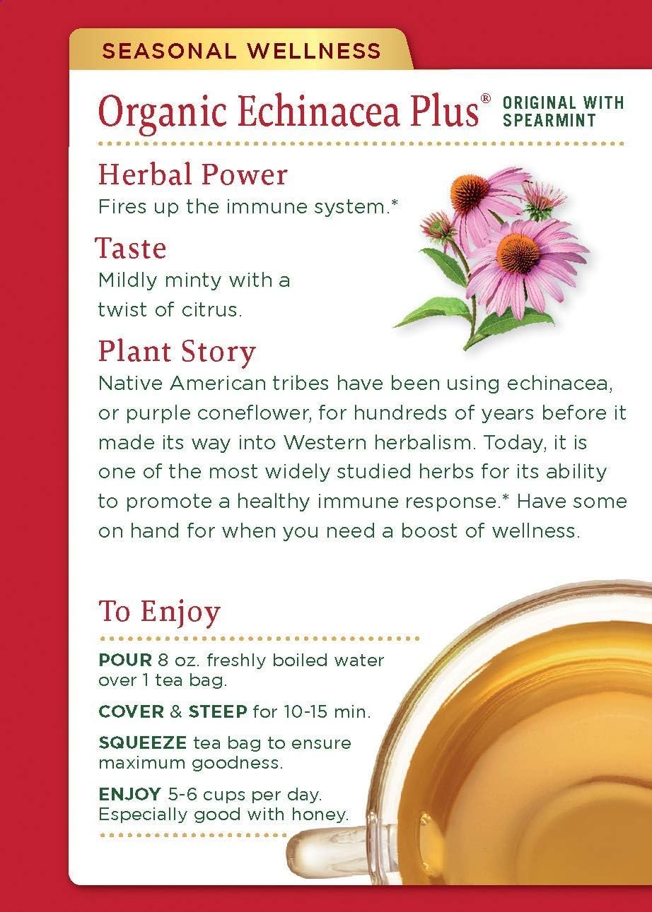 Traditional Medicinals Organic Echinacea Plus Herbal Tea - 16 Tea Bags - Case of 6