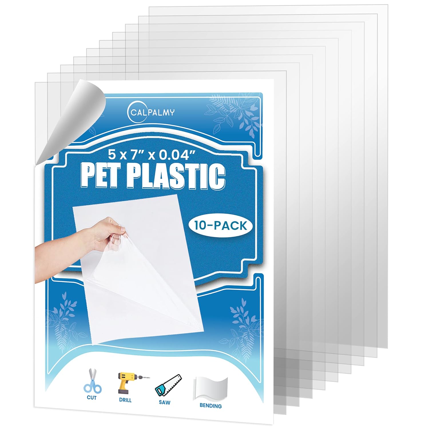 10 Pack of 5" x 7" PET Sheet/Plexiglass Panels 0.04" - Quality Shatterproof, Lightweight, and Affordable Glass Alternative. Use for Crafting Projects, Picture Frames, Protective Film