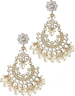 Karatcart Gold Plated Pearl Studded Kundan Chandbali Earrings For Womens Price In India