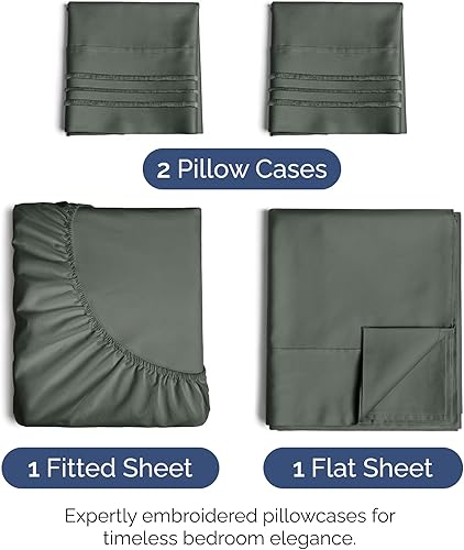 Vista 1833 de Juego de sábanas de 4 piezas tamaño king, extrasuaves, transpirables y refrescantes con esquinas profundas, sábanas de fácil ajuste y sin arrugas