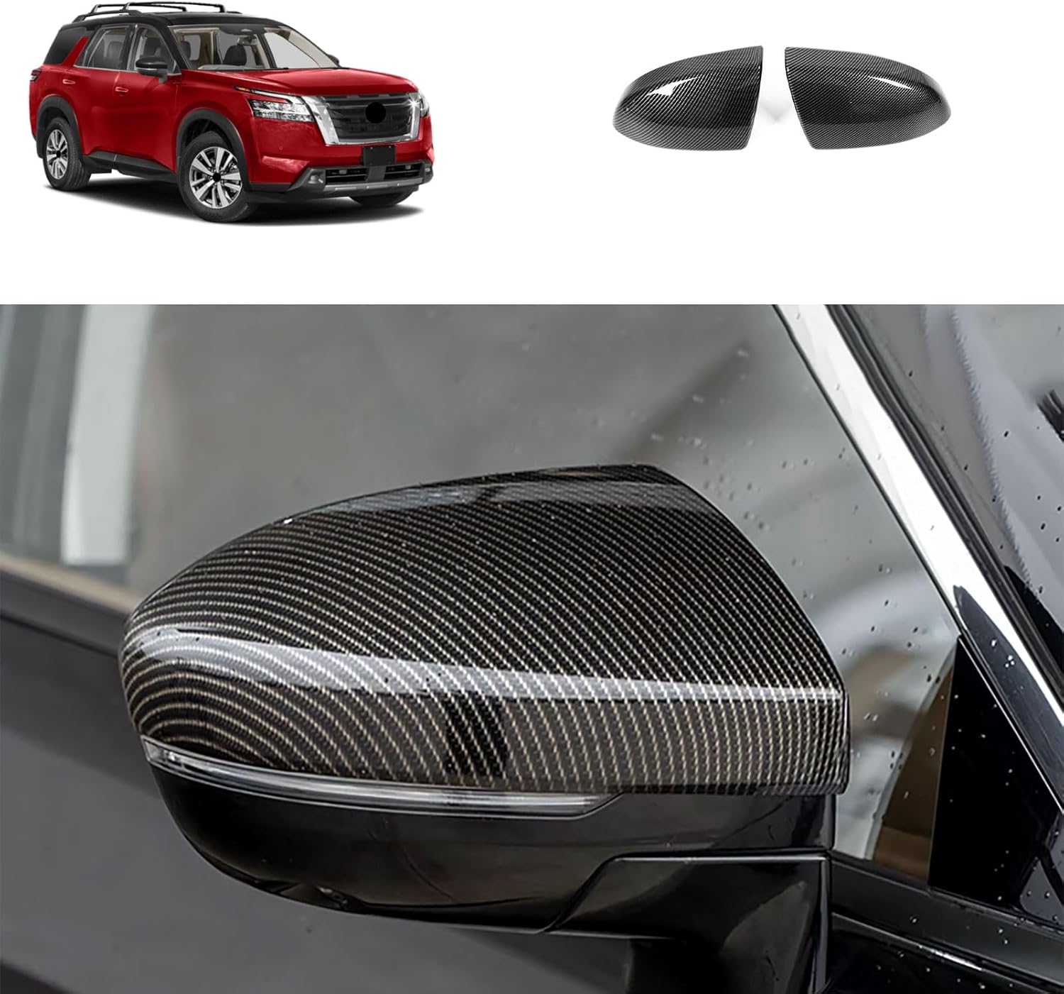 Side View Mirror Cover Compatible With Nissan Pathfinder 2026 2025 2024 2023 2022 Rearview Mirrors Trim Exterior Car Accessories ABS 2PCS(Carbon Fiber Style)