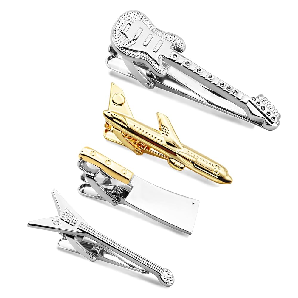 Amazon.com: 4Pcs Tie Clips For Men Unique set,Tie Bar Silver
