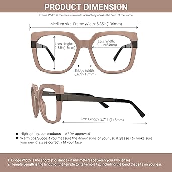 VOOGLAM Oversize Square Glasses for Women Ayomide