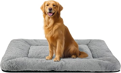 Tapete de cama lavable para perros medianos y medianos, comodidad para todas las estaciones con franela ultrasuave y soporte resistente (gris, 36