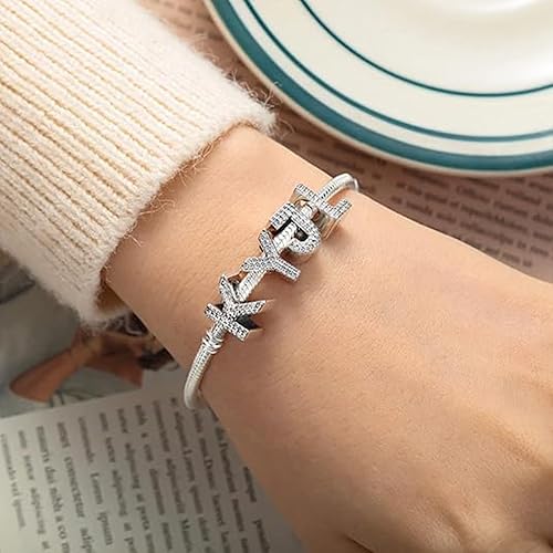 Miniatura 2 de PARCOM Initial Bead Charms S925 Sterling Silver Alphabet A-Z Letter Charms for Bracelets Necklace Pendent with Cubic Zirconia Bracelets for Women