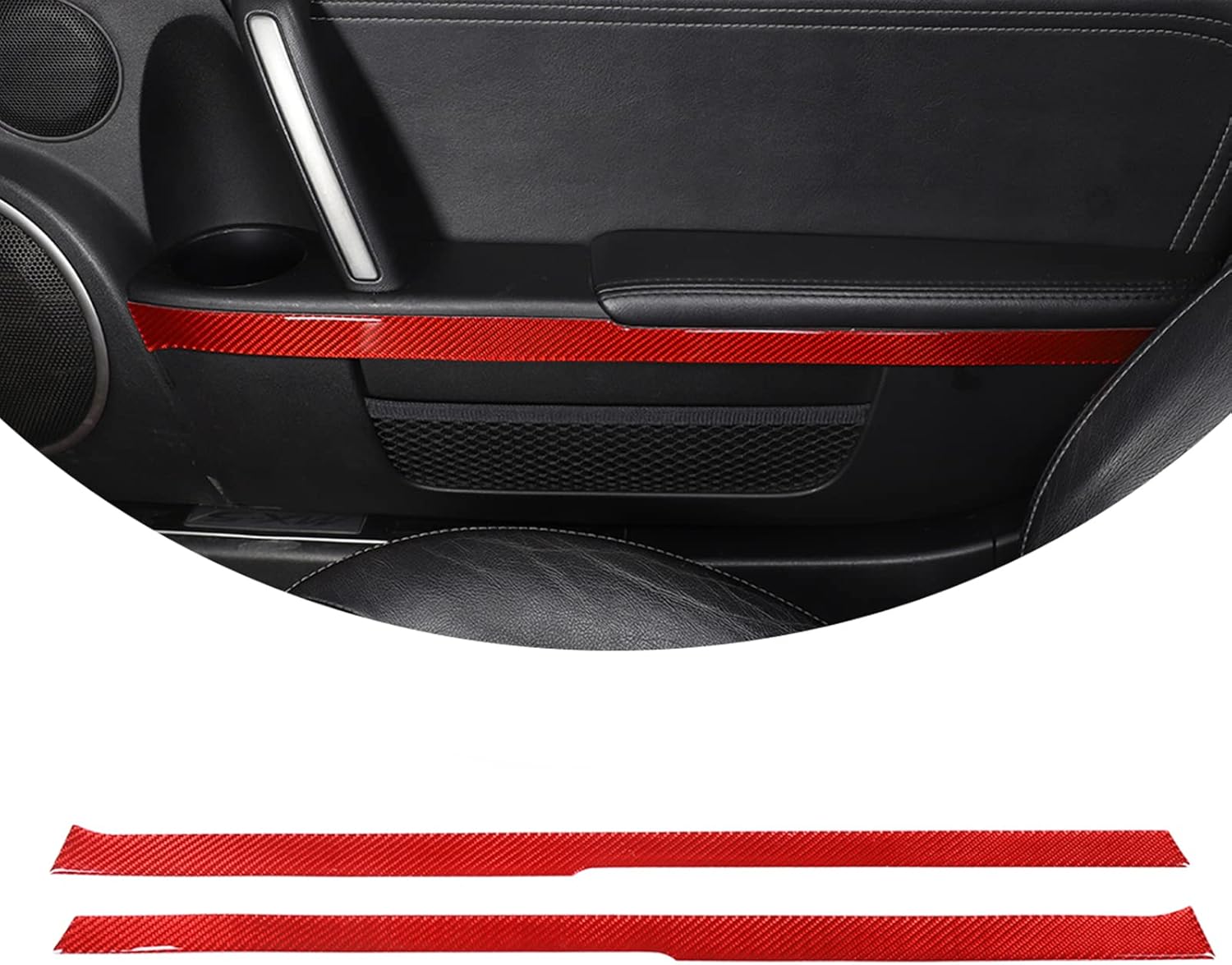 Soft Carbon Fiber 3D Sticker Inner Door Panel Stickers Cover Decorative Trims Strips,for Mazda MX-5 NC RF Miata 2009-2014,Car Interior Door Handle Decorative Strip (Red Carbon Fiber, Lower Strip)