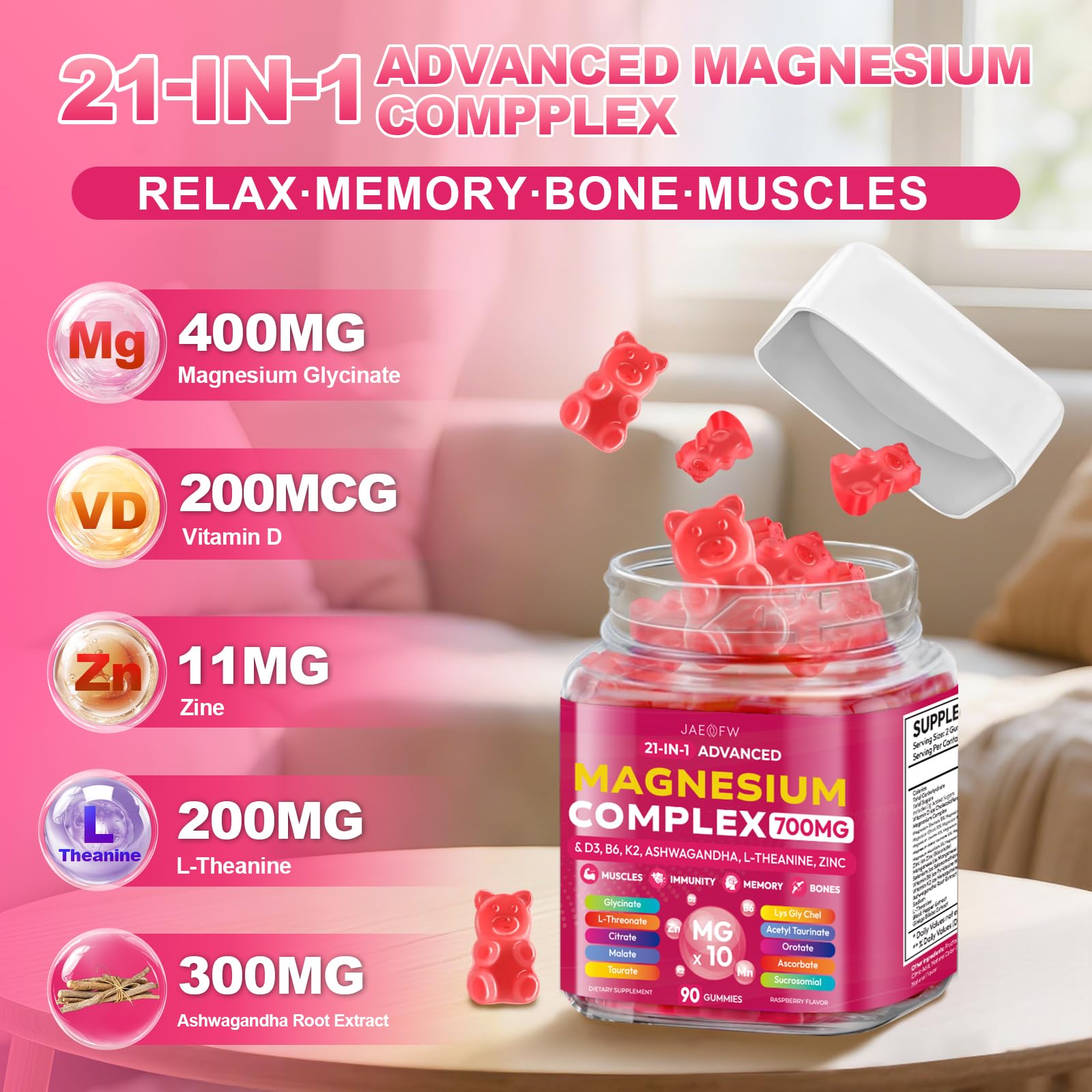Magnesium Glycinate Gummies 700MG - 21-in-1 Advanced Magnesium Supplement — Amazon image 6